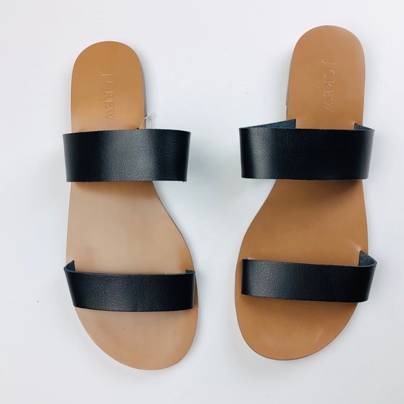 black two strap slides